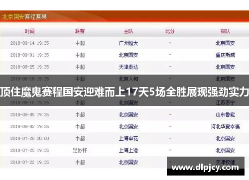 顶住魔鬼赛程国安迎难而上17天5场全胜展现强劲实力